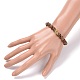 Round Natural Wood Beads Stretch Bracelet BJEW-JB07101-3