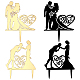 Craspire Mr & Mrs Wedding Cake Topper 4 pz. Coppia Cake Topper Sposa e Sposo Decorazione per Torta in Acrilico per Anniversario di Matrimonio San Valentino (Oro e Nero) AJEW-CP0001-45-1