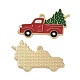 クリスマステーマラックメッキ合金エナメルペンダント  クリスマスツリーのチャームが付いたライトゴールドトーンのトラック  レッド  21.5x35.5x1.5mm  穴：1.7mm PALLOY-O109-16LG-1