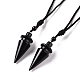 Gemstone Cone Pendant Necklace with Nylon Cord for Women G-A210-05-2