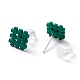 (vendita di fabbrica di feste di gioielli) quadrato con orecchini a bottone in lega scozzese per donna EJEW-D278-03S-02-3