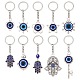 Nbeads 10 pièces 10 styles porte-clés pendentif en résine bleu turc mauvais œil KEYC-NB0001-66-1