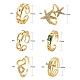 6 pz 6 stili regolabili in ottone micro pavé di anelli per polsini con zirconi trasparenti RJEW-LS0001-19G-3