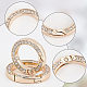 WADORN 16pcs Alloy Spring Gate Rings with Rhinestone RB-WR0001-01-3
