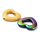 UVメッキ不透明アクリルビーズ  虹色の  ハート  ミックスカラー  26x29x5mm  穴：2.5mm OACR-Z013-24-2