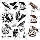 CRASPIRE Crow Skull Pumpkin Clear Rubber Stamp Halloween Raven Vintage Transparent Silicone Seals Stamp for Journaling Card Making DIY Scrapbooking Handmade Photo Album Notebook Decor DIY-WH0439-0061-1