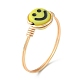笑顔のアクリル指輪  女性のための銅線巻きジュエリー  ミックスカラー  usサイズ8 1/2(18.5mm) RJEW-TA00068-2