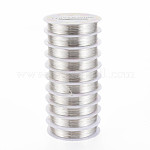 Round Copper Jewelry Wire, Nickel Free, Silver Color Plated, 26 Gauge, 0.4mm, about 49.21 Feet(15m)/roll