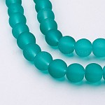 Transparent Glass Bead Strands, Frosted, Round, Light Sea Green, 8mm, Hole: 1.3~1.6mm, about 99pcs/strand, 31.4 inch