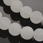 Giada bianca naturale rotondo fili di perline, smerigliato, 6mm, Foro: 1 mm, circa 63pcs/filo, 15.3 pollice