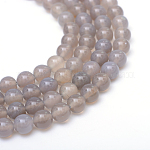 Redondas hebras de abalorios de color gris ágata naturales, Grado A, 6mm, agujero: 1 mm, aproximamente 61~63 pcs / cadena, 14.5 pulgada