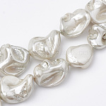 Shell Perlen Stränge, poliert, Klumpen, Rauch weiss, 15~25x10~26x5~16 mm, Bohrung: 1 mm, ca. 18 Stk. / Strang, 14.96 Zoll