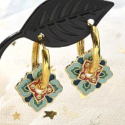 Серьги-кольца из латуни с ромбами EJEW-R016-13G-04