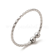 304 Stainless Steel Beaded Open Cuff Ring for Women RJEW-E070-02P