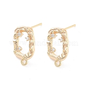 Accessoires de clous d'oreilles en laiton avec micro pavé zircone cubique KK-E107-23G