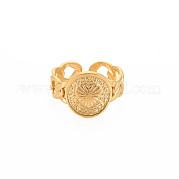 Ионное покрытие (ip) 304 плоская круглая нержавеющая сталь с открытым манжетным кольцом в форме сердца для женщин RJEW-S405-230G