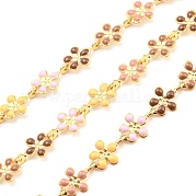 Brass with Colorful Enamel Flower Link Chains CHC-K015-02G