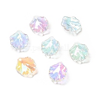 透明なアクリルパーツ  花びらチャーム  ABカラー  クリアAB  17x15x4mm  穴：1.5mm&nbsp;X-MACR-C009-06