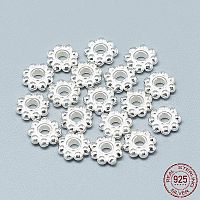 925 Sterling Silver Granulated Spacer Beads, Silver, 5x1.5mm, Hole: 1.5mm