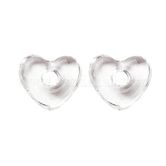Abalorios de colores vario hechos a mano, Abalorios de grande agujero, corazón, Claro, 14x15x5mm, agujero: 4 mm
