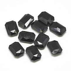 Cabochons en verre avec strass de dos avec point, facette, rectangle octogone, jet, 6x4x2mm