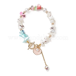 Braccialetti di perline in conchiglia trochide/conchiglia trochus naturale tinta per donna&nbsp;BJEW-JB13130-03