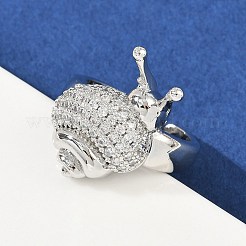 Латунные кольца из манжеты с прозрачным цирконием RJEW-P155-02P