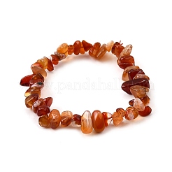 Braccialetti elastici in perle di corniola naturale per uomo e donna&nbsp;BJEW-C105-01B