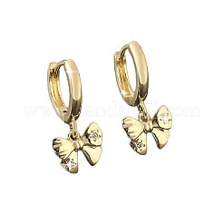 Pendientes colgantes de aro con lazo y micro pavé de circonita cúbica de latón para mujer&nbsp;WG84F56-01