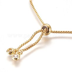 Bracciali scorrevoli in ottone con zirconi cubici regolabili&nbsp;BJEW-L652-11G