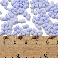 マカロンカラー不透明フロストガラスシードビーズ  ピーナッツ  ラベンダー  6x3x3mm  穴：1.2mm  約88個/10g&nbsp;X1-SEED-K009-12B-12