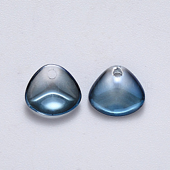 透明スプレー塗装ガラスチャーム  パール光沢メッキ  花弁  マリンブルー  7x8x2.5mm  穴：1mm&nbsp;GLAA-R211-01-D01