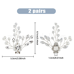 2 Paar abnehmbare ABS-Schuhdekoration mit Kunstperlen und Strass&nbsp;AJEW-HY0001-20