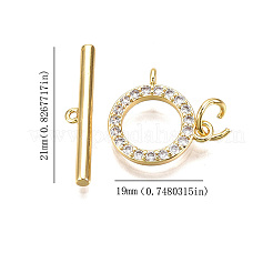 5шт латунь микро проложить прозрачные фианиты застежки-тоггл KK-CJ0002-03A