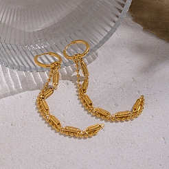 Серьги-кольца из нержавеющей стали 304 с цепочкой и кисточкой&nbsp;SU3724