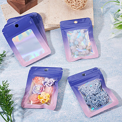 長方形のグリッターホログラフィックプラスチック製再封可能包装袋 60個  セルフシールバッグ  スレートブルー  9.9x6.8x0.15cm  片側の厚さ：2.5ミル（0.065mm）&nbsp;ABAG-TA0001-97A-01