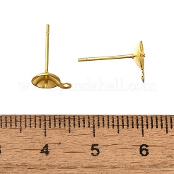 304ステンレススチールスタッドピアス金具  片穴パーツ用  18KGP本金メッキ  9x6mm  穴：1mm  ピン：12x0.8mm&nbsp;STAS-P370-02D-G