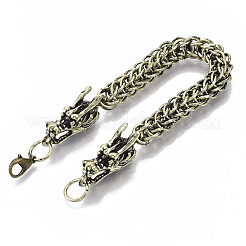 メンズアロイウィートチェーンブレスレット  カニカン付き  ドラゴン  アンティークブロンズ  8-1/2インチ（21.5cm）&nbsp;X-BJEW-T014-09AB
