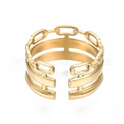 Открытое манжетное кольцо из нержавеющей стали 304&nbsp;RJEW-T023-08G