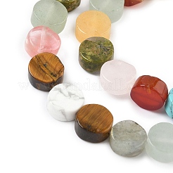 Нити плоских круглых бусин из натурального смешанного камня G-M454-B01