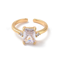 Прямоугольное открытое кольцо-манжета из прозрачного кубического циркония RJEW-P034-12G