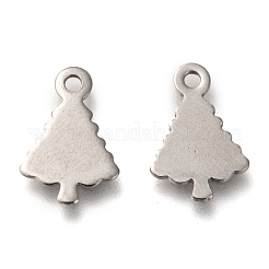 変色しないクリスマス 201 ステンレススチールチャーム  クリスマスツリー  ステンレス鋼色  14x9x0.7mm  穴：1.4mm&nbsp;STAS-P266-14P
