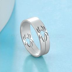 Anillos de dedo de acero inoxidable 201 con diseño de araña hueca&nbsp;FS-WG97E57-03