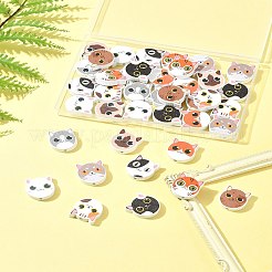 40шт 10 цвета деревянные бусины с принтом WOOD-FS0001-36