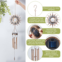 Solar-Sonnenwindspiel aus Eisen und Glas&nbsp;HJEW-WH0130-10