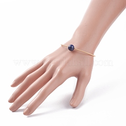 Perle naturelle et lapis-lazuli (teints) bracelet manchette enroulé avec perles rondes&nbsp;BJEW-JB07923-02