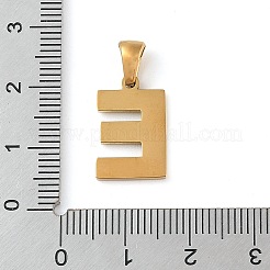 PVD真空メッキ304ステンレスペンダント  ゴールドカラー  レターチャーム  文字e  17x11x1.5mm  穴：5x3mm&nbsp;STAS-Z072-01G-E