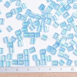 MIYUKIティラビーズ  日本製シードビーズ  2穴  （tl260)透明なアクアab  5x5x1.9mm  穴：0.8mm  約590個/50g&nbsp;SEED-X0054-TL260