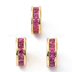 Латунные бусины из кубического циркония цвета фуксии ZIRC-C022-08G