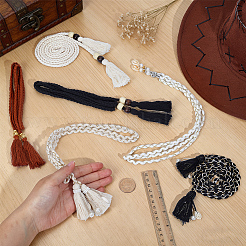 6 pz 6 stili di fasce per cappelli con nappe in cordoncino di cotone intrecciato&nbsp;HJEW-BC00129